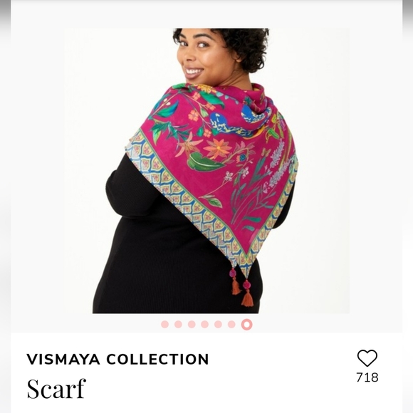 ๐๐ Vismaya Collection Scarf in Hot Pink Collage Of Pinks With Tassels - Picture 6 of 10